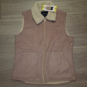 Sanctuary Women's Sherpa Lined Soft Warm Cozy Vest Heavyweight Size S Mauve New